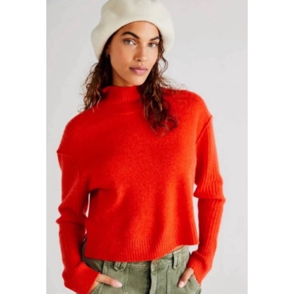 Free People Aubrey Cashmere Sweater Tomato XS - Picture 11 of 14